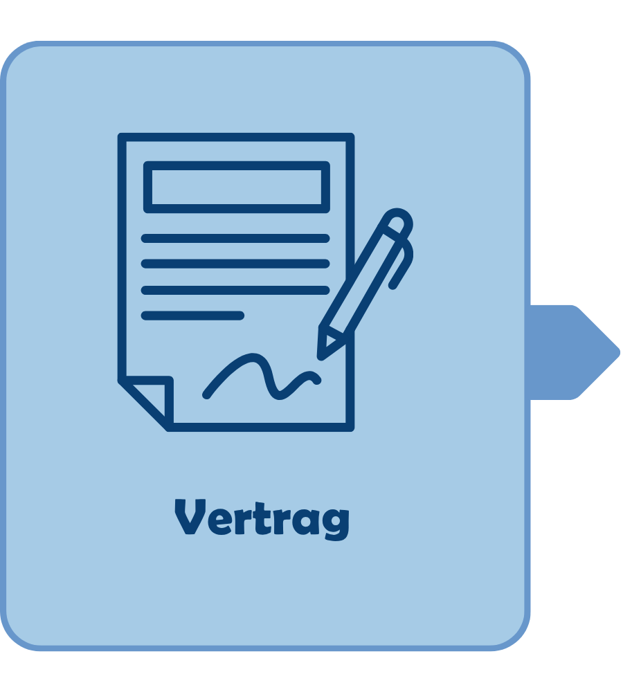 Symbolische Darstellung eines Vertrags mit einem Stift, der auf ein Dokument zeigt. Der Begriff Vertrag ist deutlich sichtbar. Ideal für Themen rund um rechtliche Vereinbarungen und Dokumentation.